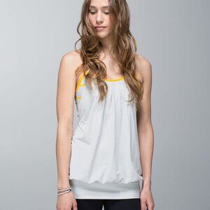 Lululemon Athletica No Limits Grey, Lavender and Yellow Ruched Tank Top